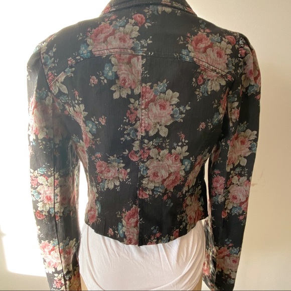 Free People Cropped Floral Print Denim Blazer - Picture 4 of 8